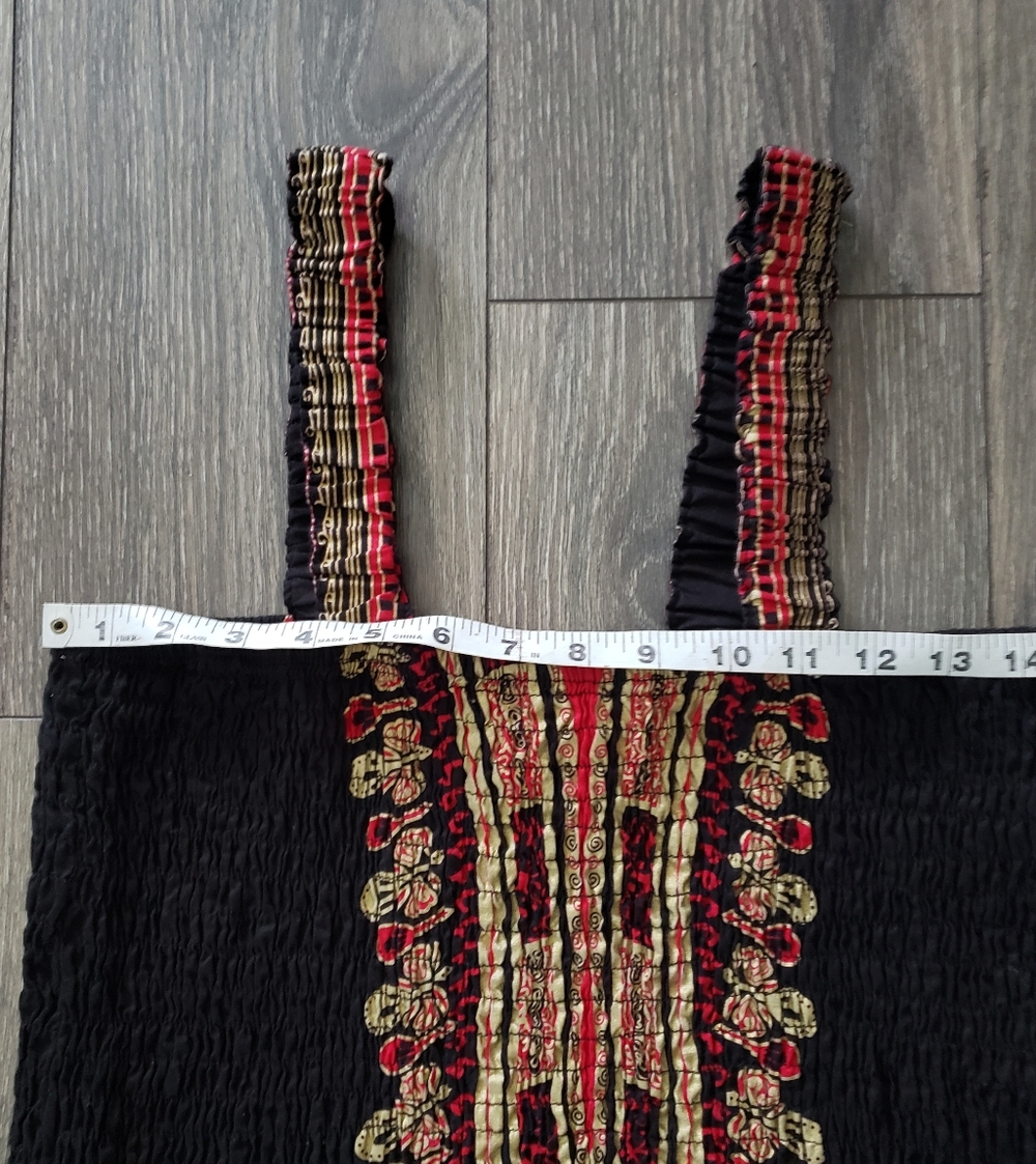 Ashro Black Maxi Dress with Red And Gold Design Size1X - Picture 6 of 7